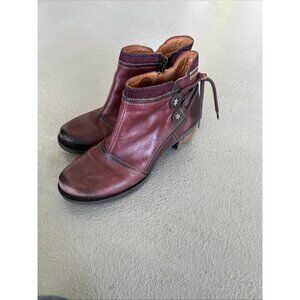 PIKOLINOS Le Mans Burgundy Wine Leather Ankle Boots EU 39 US 8.5 - 9 Western
